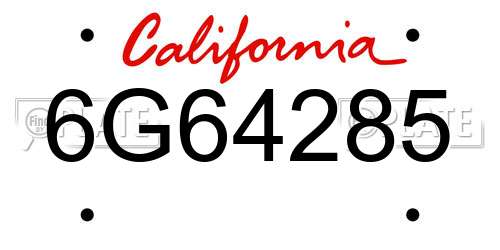 6G64285 California License Plate