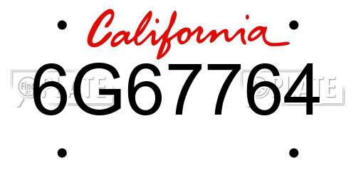 6G67764 California License Plate