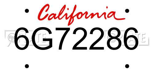 6G72286 California License Plate