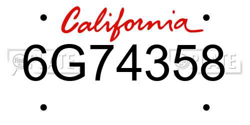 6G74358 California License Plate
