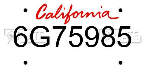 6G75985 California License Plate