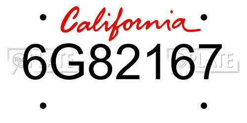 6G82167 California License Plate