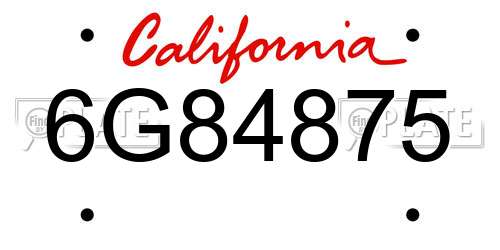 6G84875 California License Plate