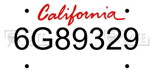6G89329 California License Plate