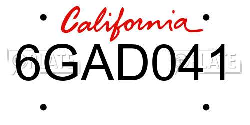 6GAD041 California License Plate