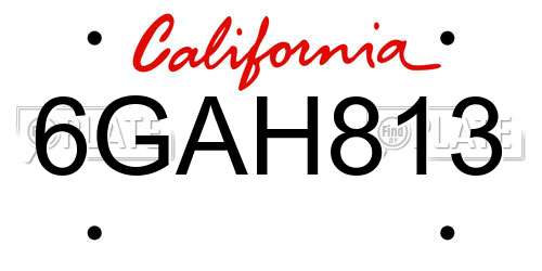 6GAH813 California License Plate