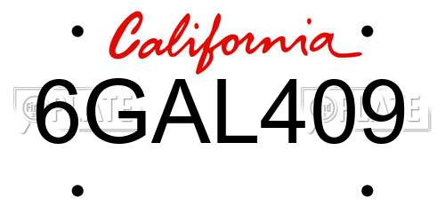 6GAL409 California License Plate