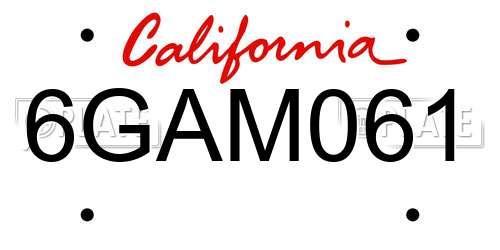 6GAM061 California License Plate