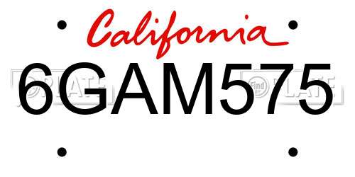 6GAM575 California License Plate