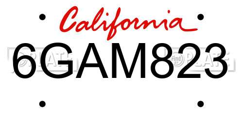 6GAM823 California License Plate