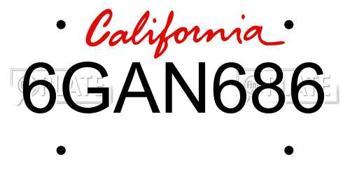 6GAN686 California License Plate