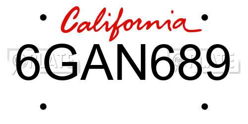 6GAN689 California License Plate