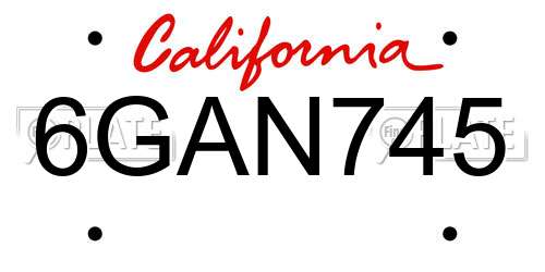 6GAN745 California License Plate