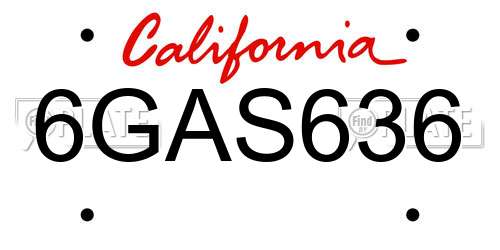 6GAS636 California License Plate