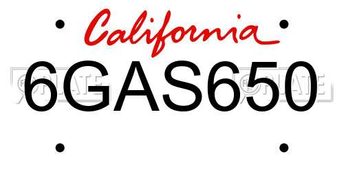 6GAS650 California License Plate