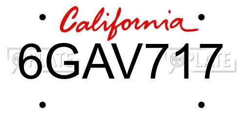 6GAV717 California License Plate