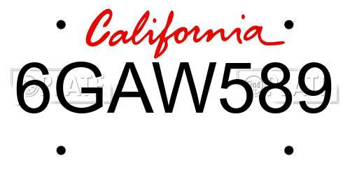 6GAW589 California License Plate