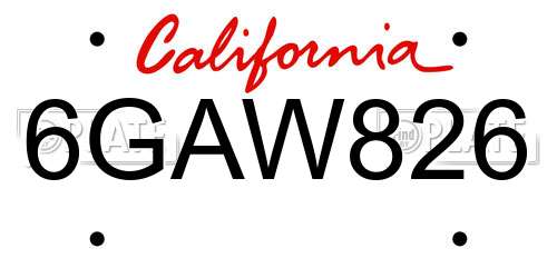 6GAW826 California License Plate