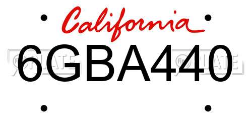 6GBA440 California License Plate