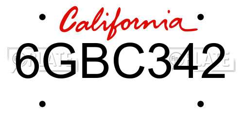 6GBC342 California License Plate