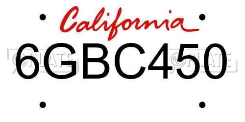 6GBC450 California License Plate