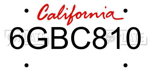 6GBC810 California License Plate