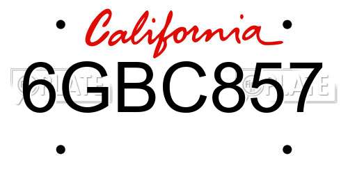 6GBC857 California License Plate