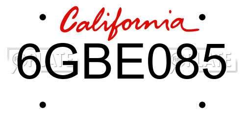 6GBE085 California License Plate