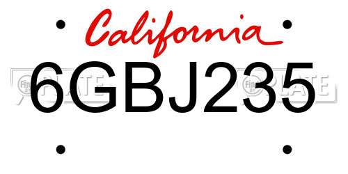 6GBJ235 California License Plate