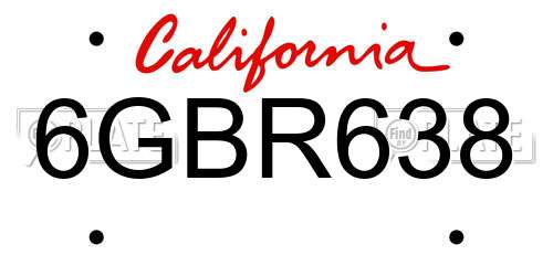6GBR638 California License Plate