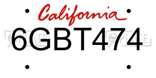 6GBT474 California License Plate