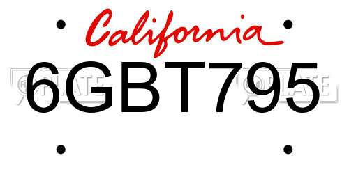 6GBT795 California License Plate