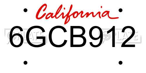 6GCB912 California License Plate