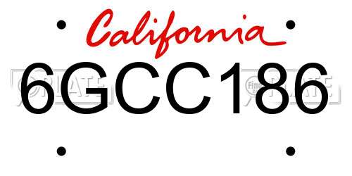 6GCC186 California License Plate