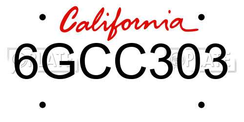 6GCC303 California License Plate