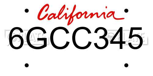 6GCC345 California License Plate