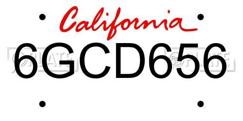 6GCD656 California License Plate