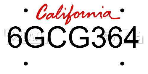 6GCG364 California License Plate