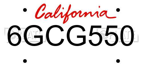 6GCG550 California License Plate