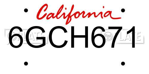 6GCH671 California License Plate
