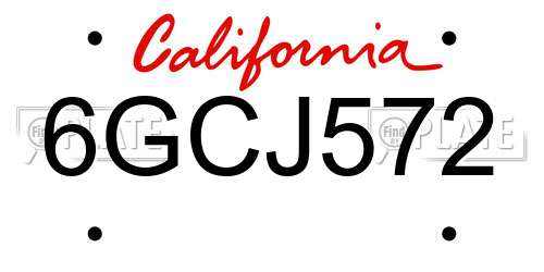 6GCJ572 California License Plate