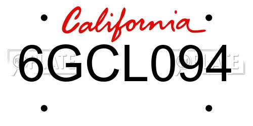 6GCL094 California License Plate