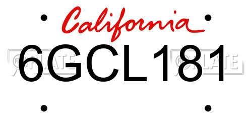 6GCL181 California License Plate