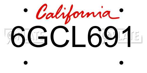 6GCL691 California License Plate