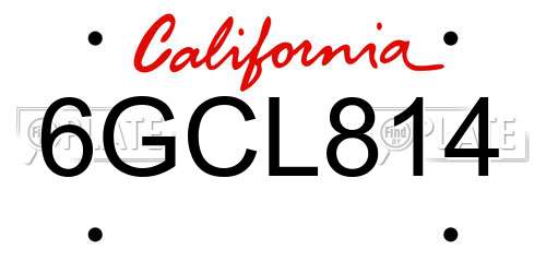 6GCL814 California License Plate