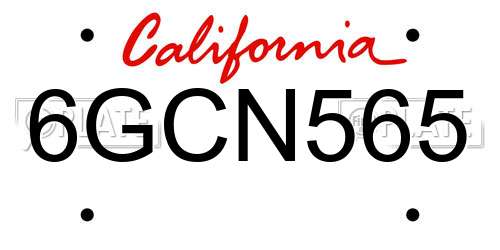 6GCN565 California License Plate