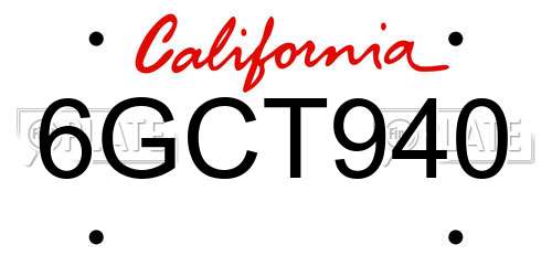 6GCT940 California License Plate