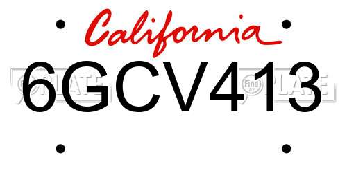 6GCV413 California License Plate