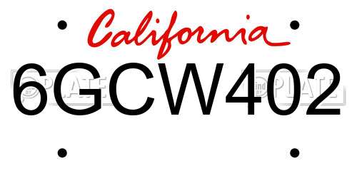 6GCW402 California License Plate