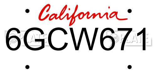 6GCW671 California License Plate